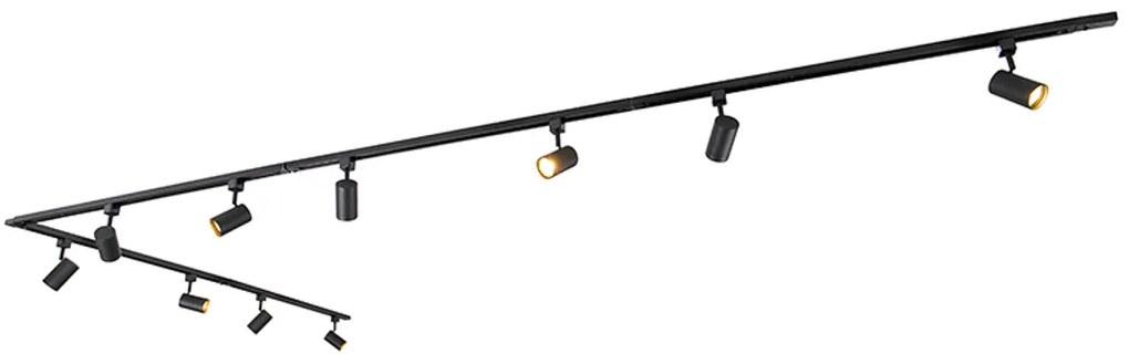 Modern sínrendszer 10 spotlámpával, fekete, 1 fázisú - Iconic Jeana