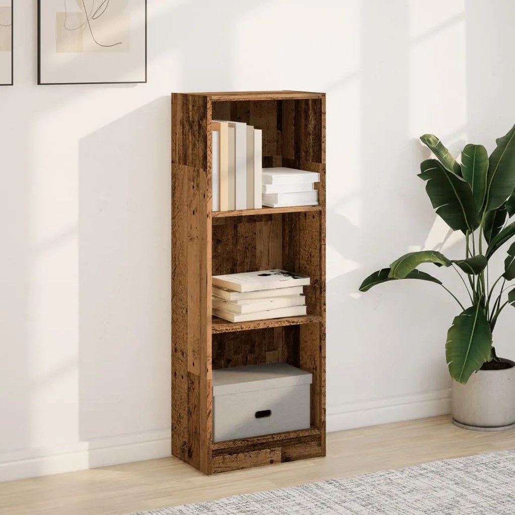 antik fa színű szerelt fa könyvespolc 40 x 24 x 109 cm