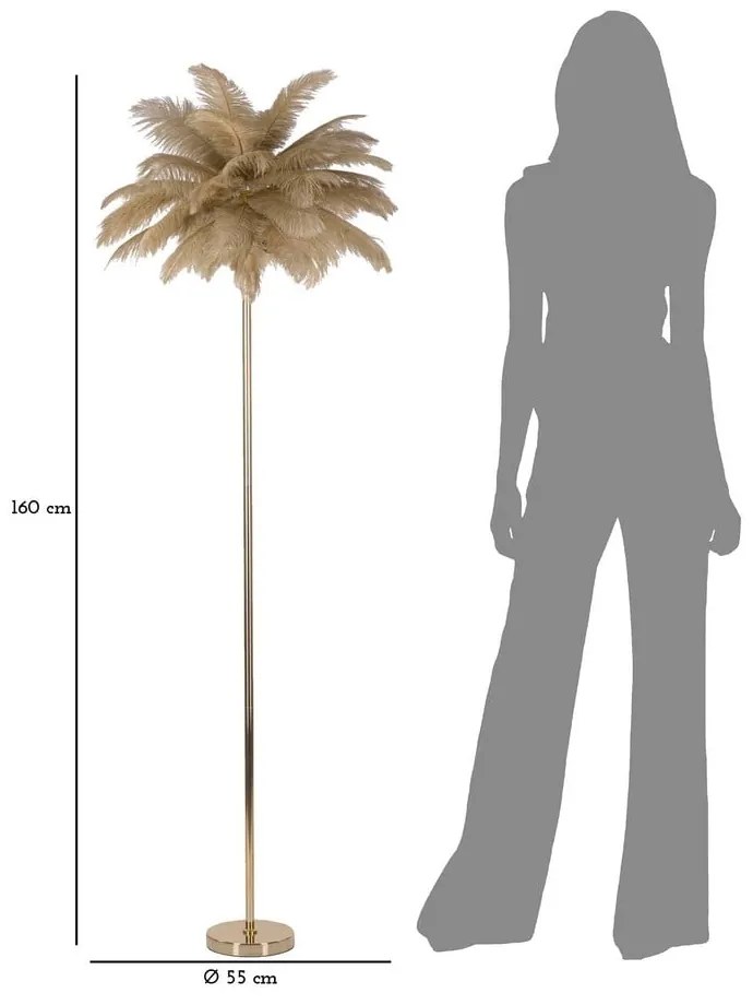 Aranyszínű állólámpa (magasság 160 cm) Palm – Mauro Ferretti