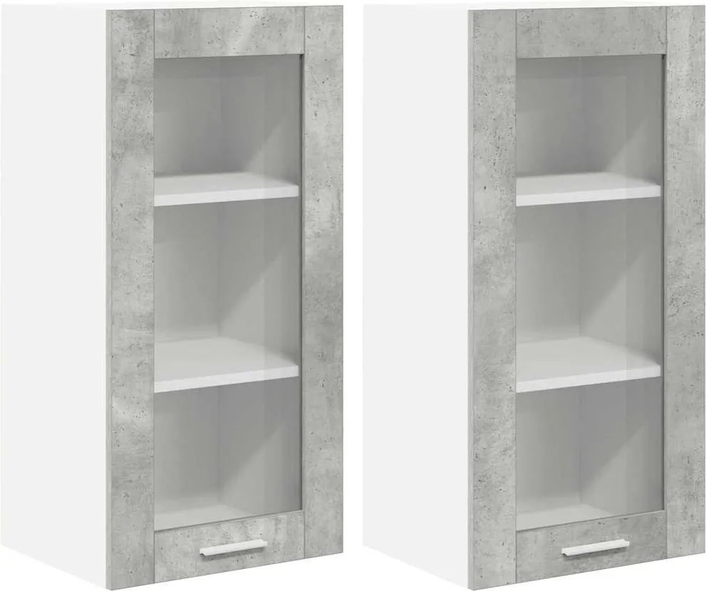 vidaXL Függő szekrény 2 pcs Beton Szürke 40 x 31 x 80 cm Faanyag