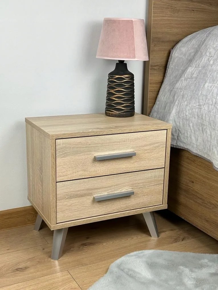 éjjeli asztal 45cm 2 fiók sonoma tölgy