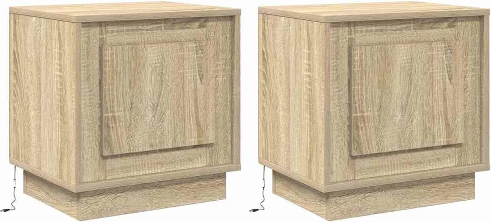 vidaXL Éjjeliszekrény 2 pcs Sonoma tölgy 44 x 34,5 x 45 cm Faanyag
