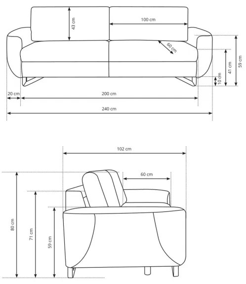 AVESTA háromszemélyes kanapé, antracitszürke
