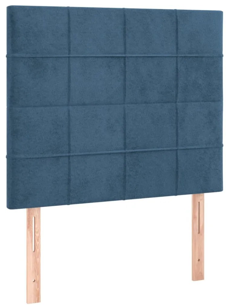 sötétkék bársony LED-es fejtámla 90x5x118/128 cm