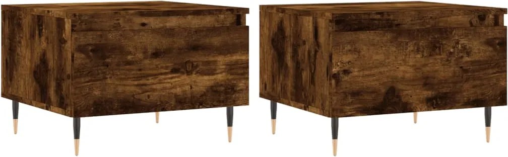 vidaXL 2 db füstös tölgy szerelt fa dohányzóasztal 50 x 46 x 35 cm