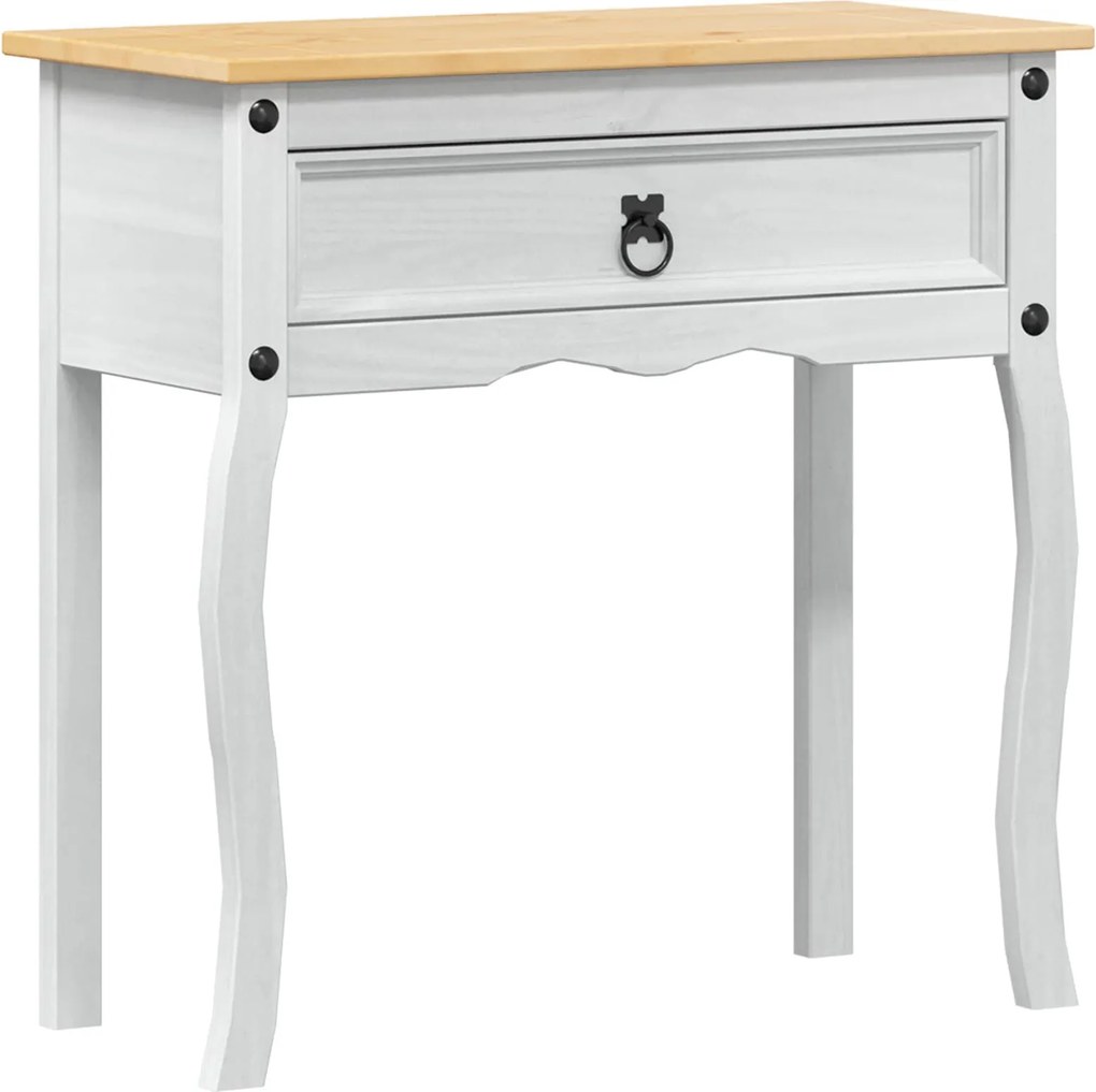 vidaXL Konzolasztal fiókkal Fehér 73 x 35 x 73 cm Tömör fenyőfa