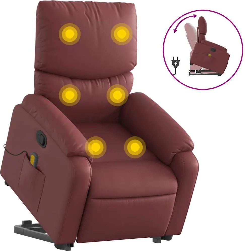 vidaXL bordó műbőr dönthető masszázs- és állófotel