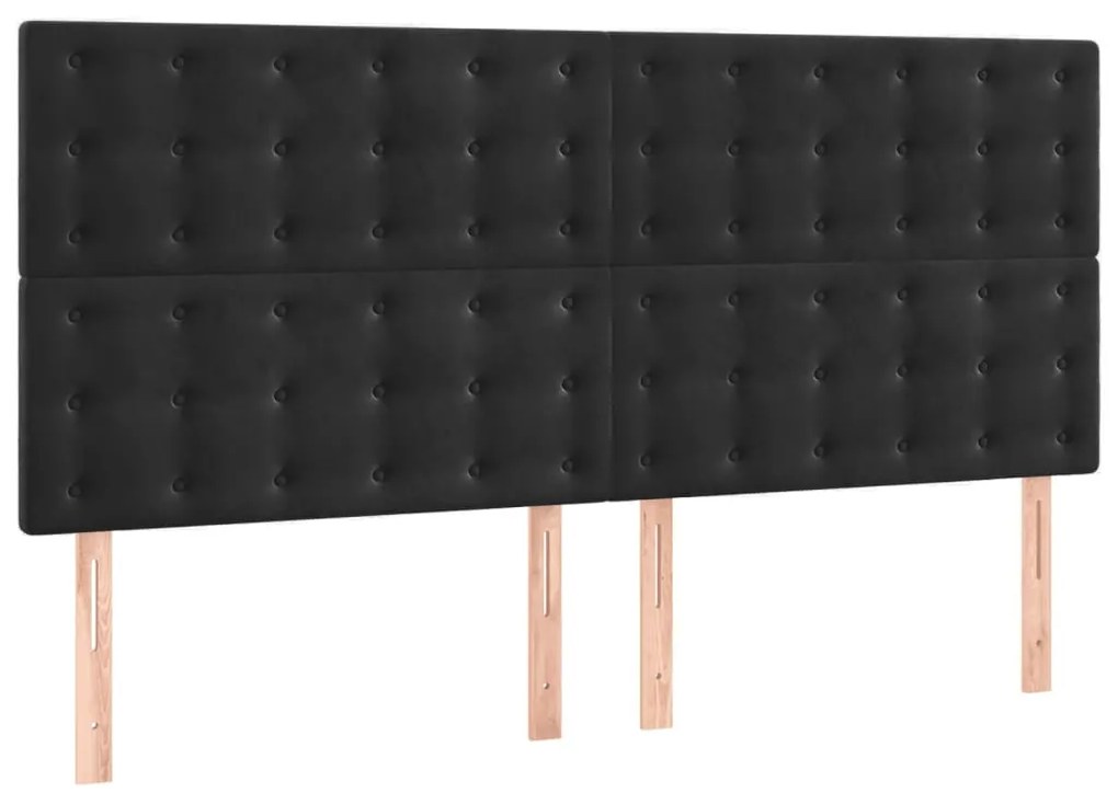 4 db fekete bársony fejtámla 90x5x78/88 cm