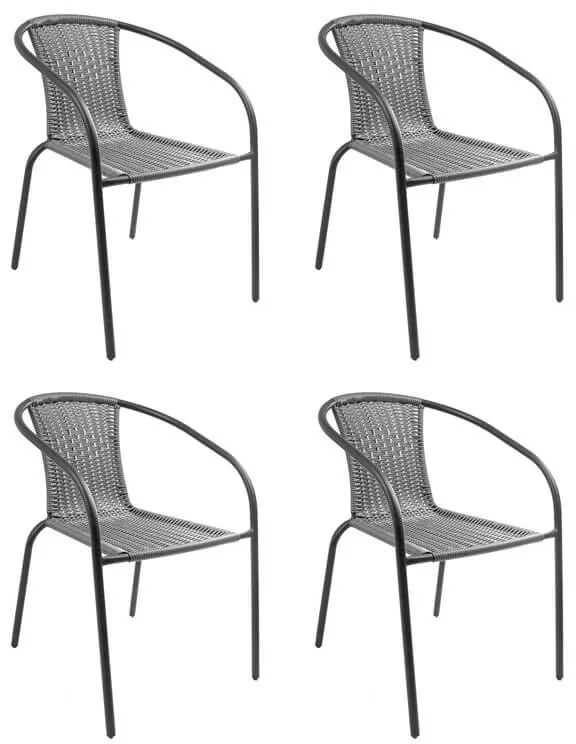 Herkules 3 acélvázas műrattan kerti szék - Szürke - 4 DB N