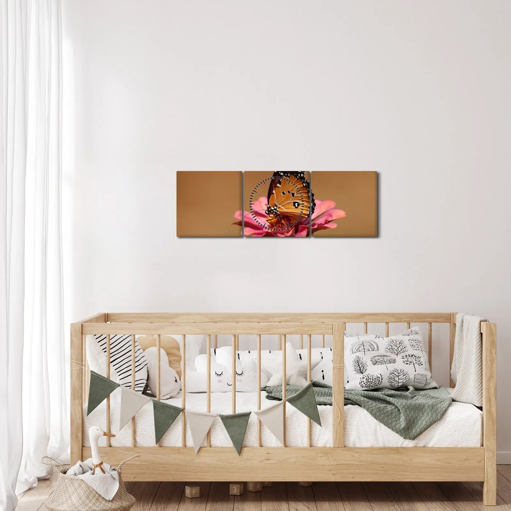 Pillangó képe a virágon (órával) (90x30 cm)