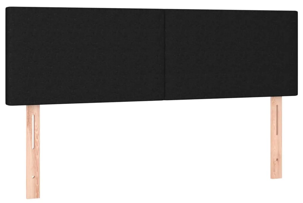 fekete szövet rugós ágy matraccal 140 x 200 cm