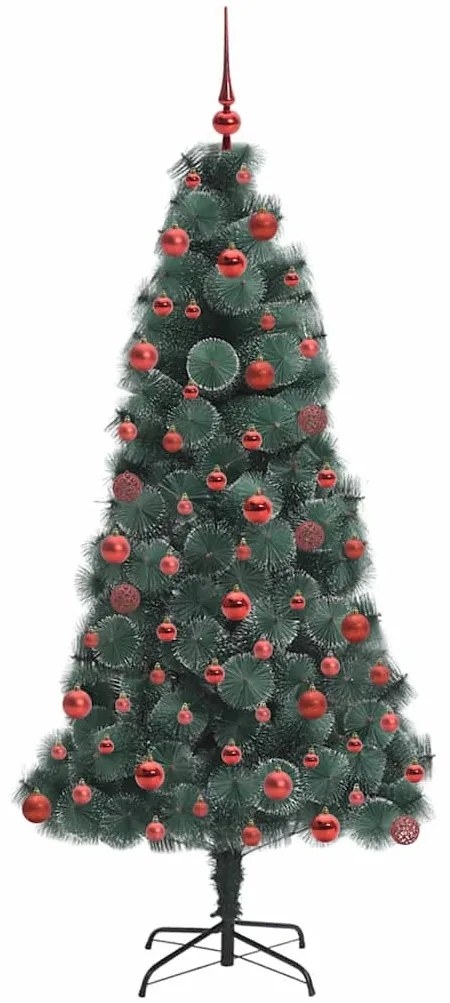Műanyag Elővilágított Karácsonyfa Gömbös Szettel Zöld 180 cm