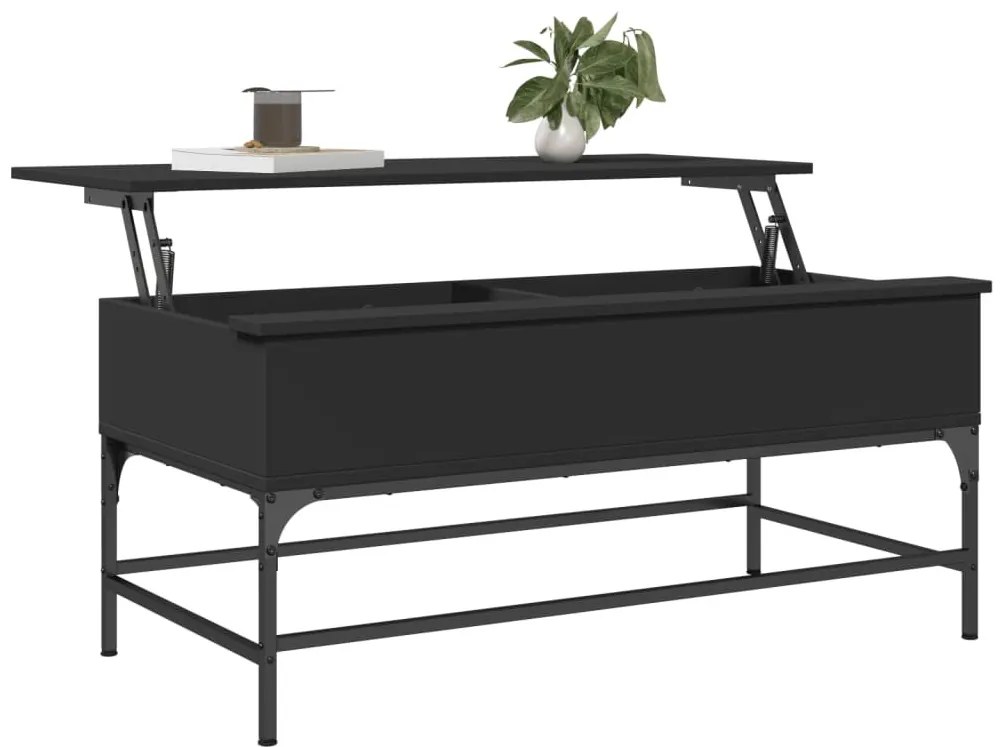 Fekete szerelt fa és fém dohányzóasztal 100 x 50 x 45 cm