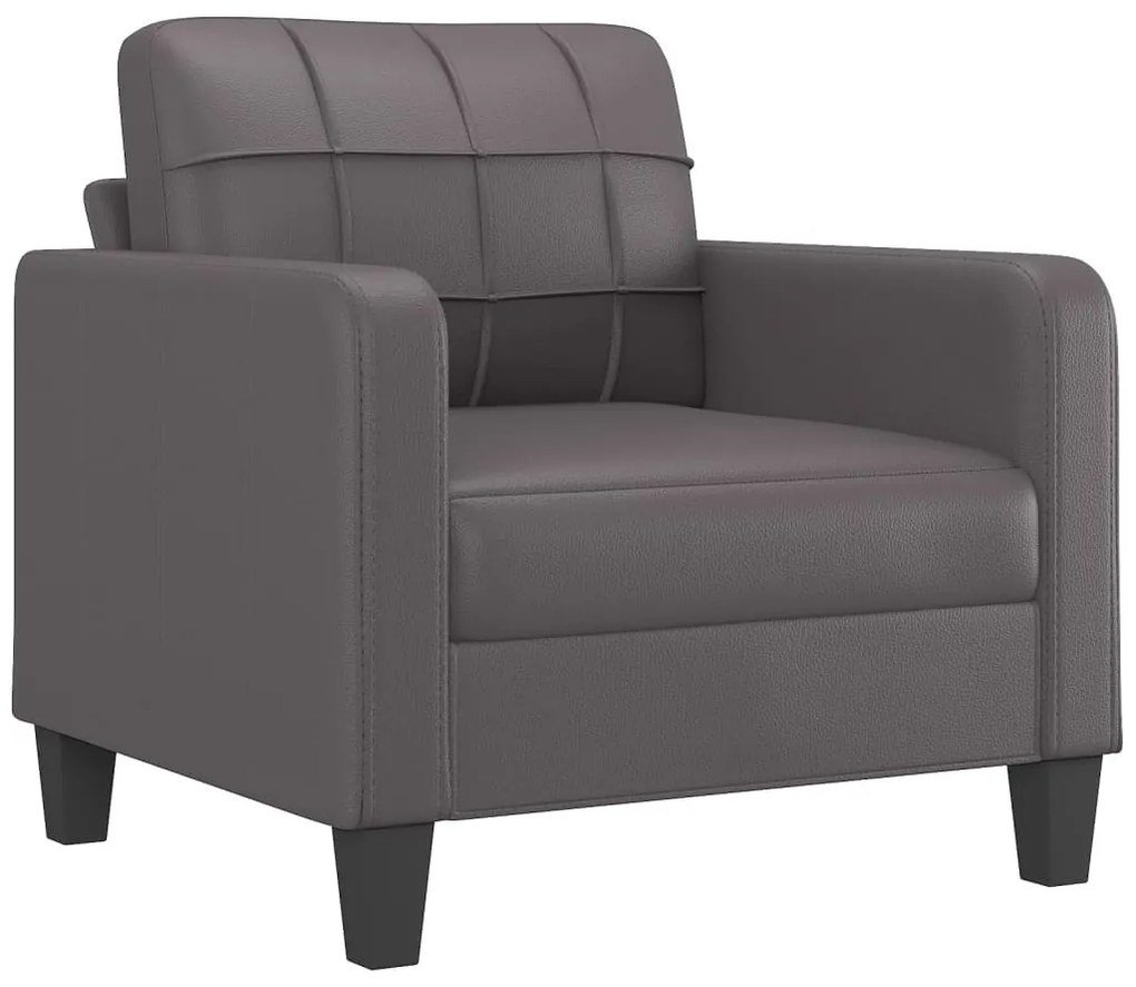 szürke műbőr kanapéfotel lábtartóval 60 cm