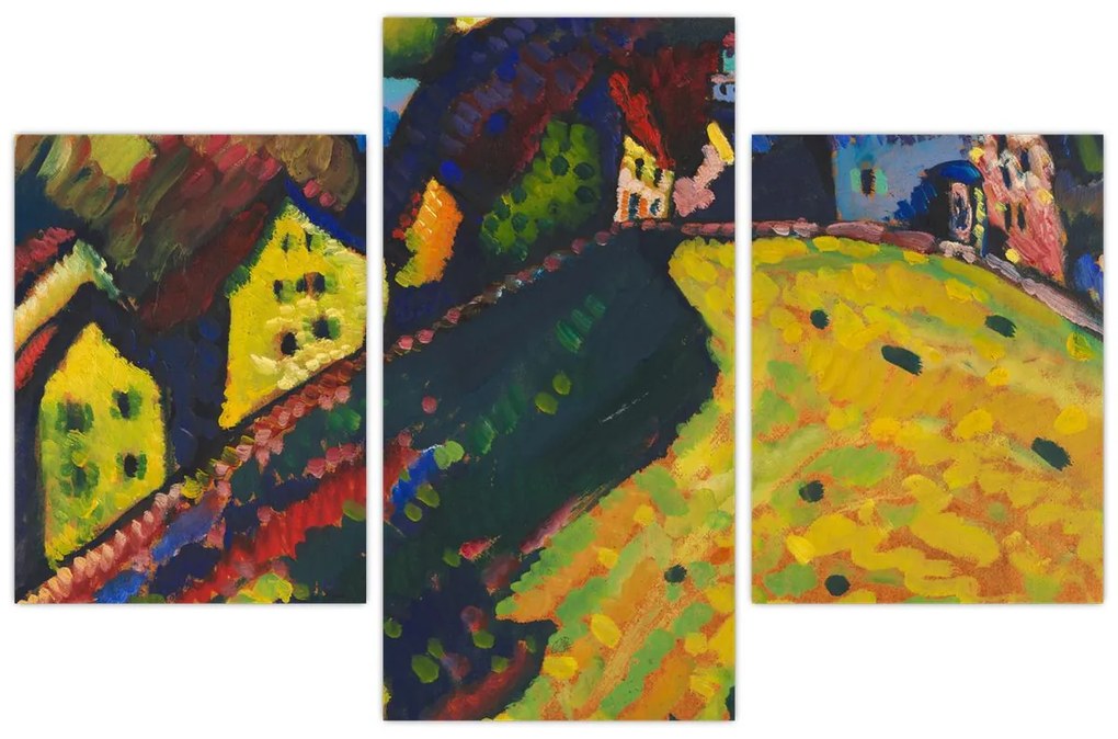 Kép - Vasily Kandinsky, Houses at Murnau, reprodukciók (90x60 cm)