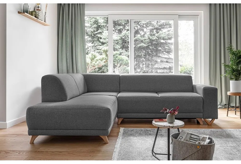 Szürke kinyitható-tárolóhelyes sarokkanapé (bal oldali-L alakú) Classy Sophie – Miuform