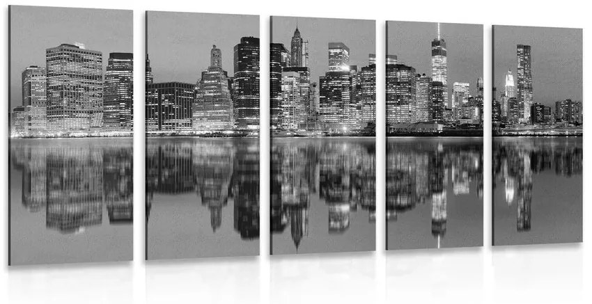 5-részes kép Manhattan fekete fehérben