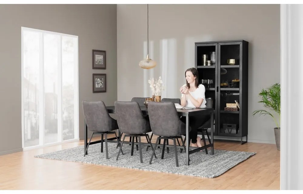 Fekete tölgyfa tálalószekrény 95x195 cm Everett - Rowico