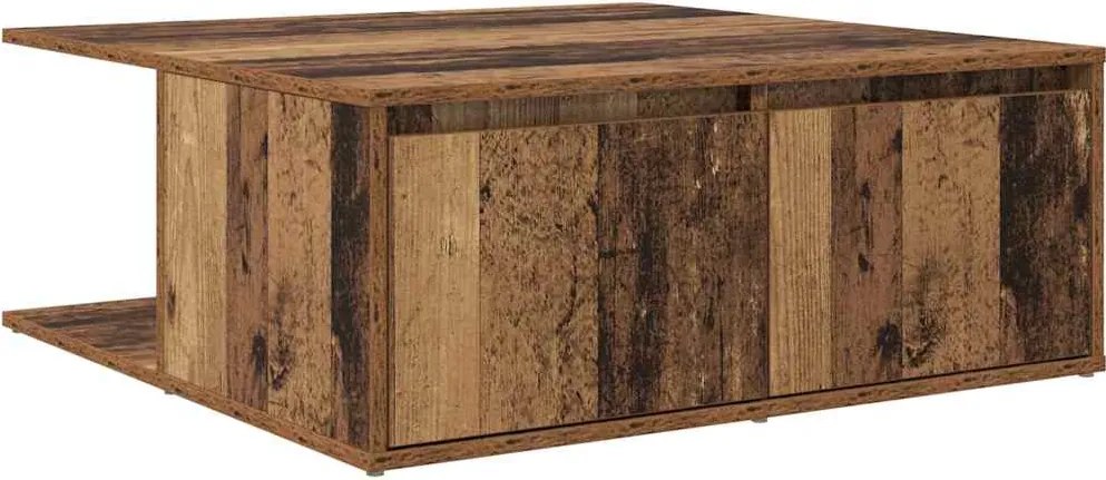 vidaXL Dohányzóasztal fiókkal Öreg fa 80 x 80 x 31 cm Faanyag