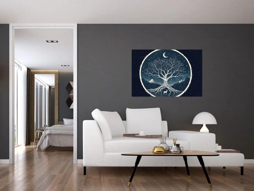 Kép – Mágikus fa szarvassal II. (90x60 cm)