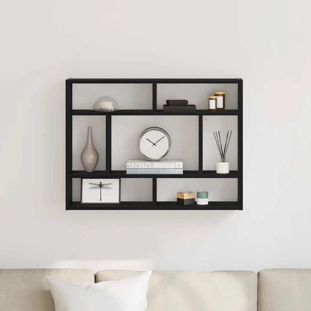 fekete tölgy színű szerelt fa fali polc 75 x 16 x 55 cm