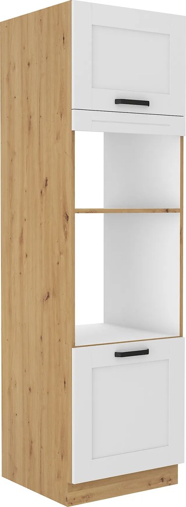 Magas szekrény sütőhöz és mikrohullámú sütőhöz, fehér/artisan tölgy, LULA 60 DPM-210 2F