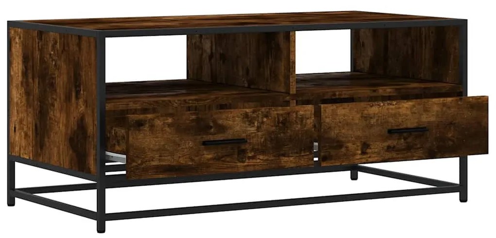 füstös tölgy szerelt fa és fém dohányzóasztal 100 x 50 x 45 cm