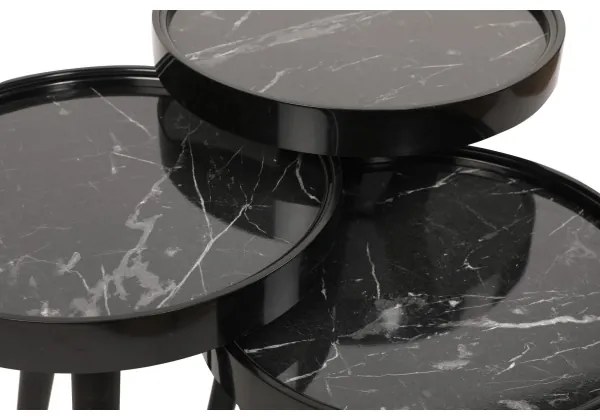 KÉSZLET 3x Kisasztal CALL fekete