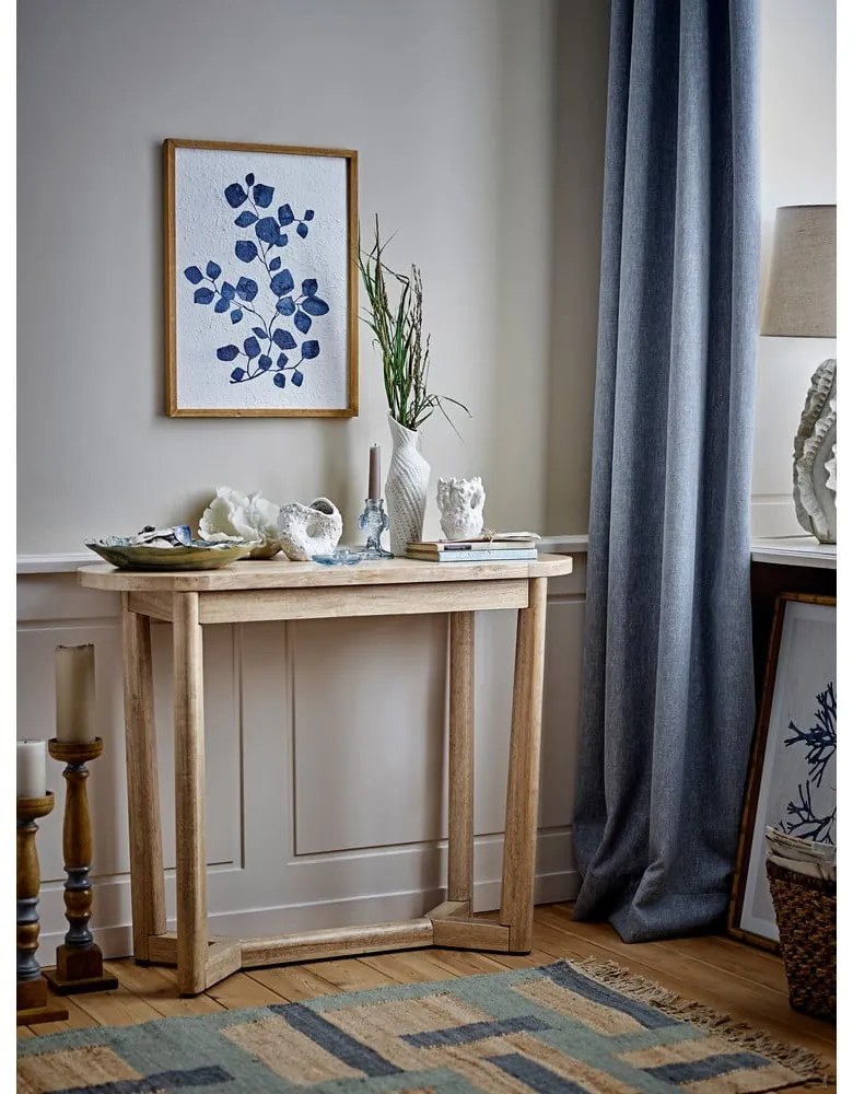 Natúr színű kaucsukfa konzolasztal 35x100 cm Serrone – Bloomingville