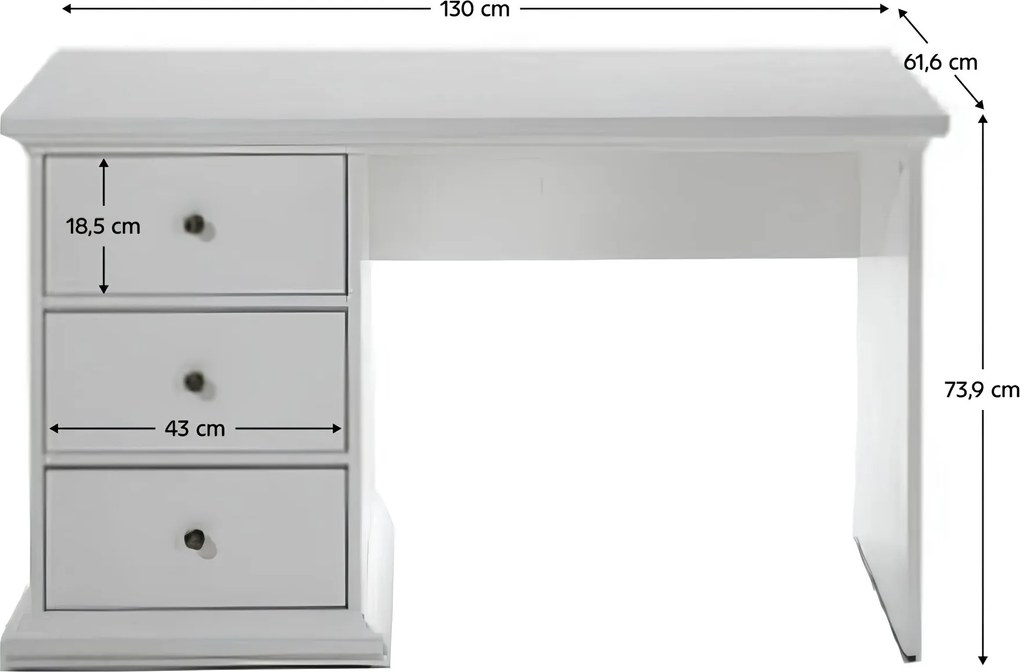 PC asztal, fehér, PARIS 77821