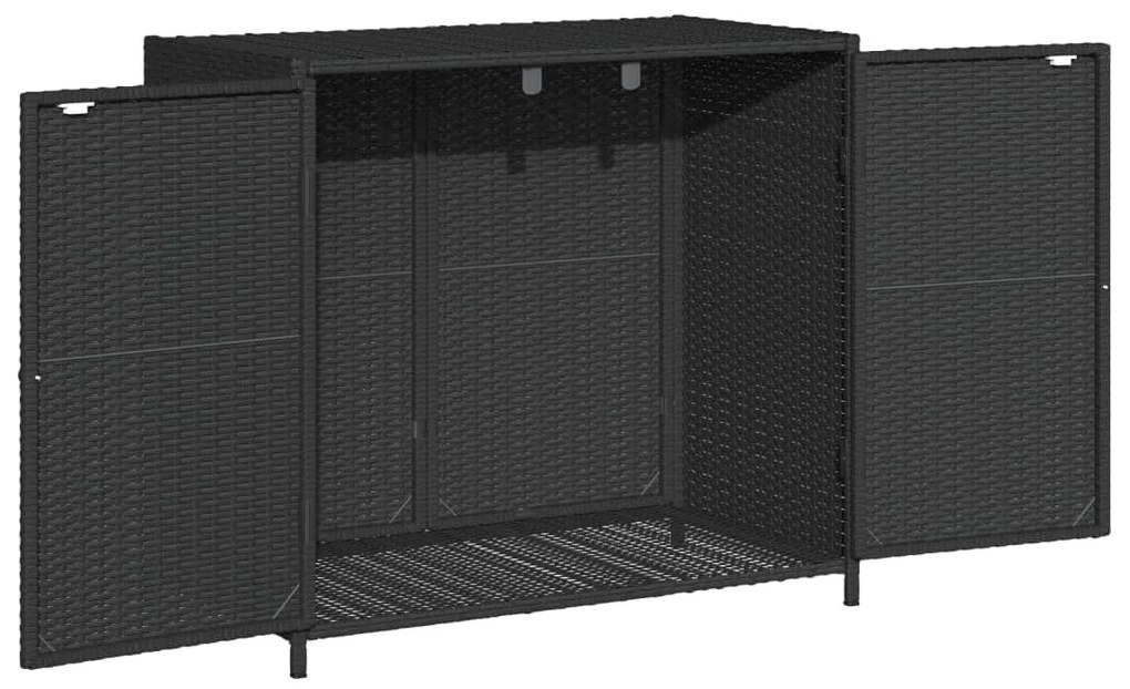 fekete polyrattan kerti tárolószekrény 83 x 45 x 76 cm