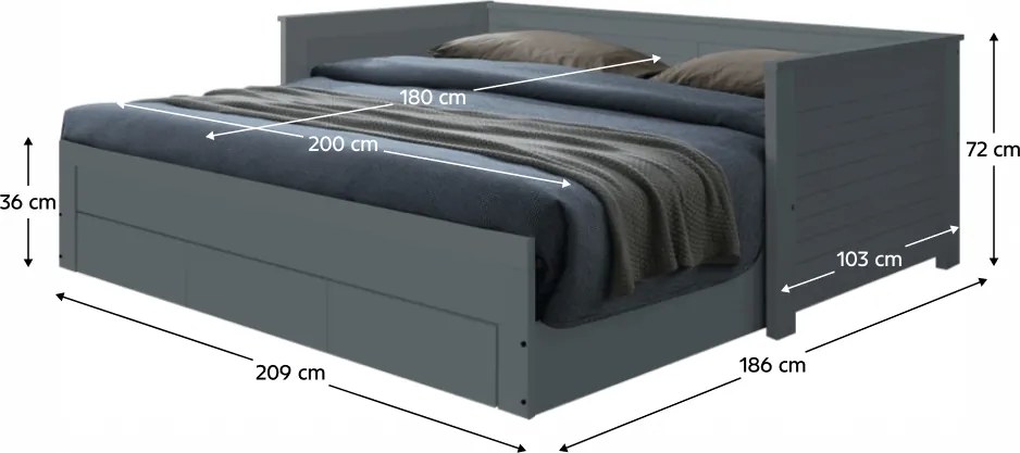 Kinyitható ágy, szürke, GORETA