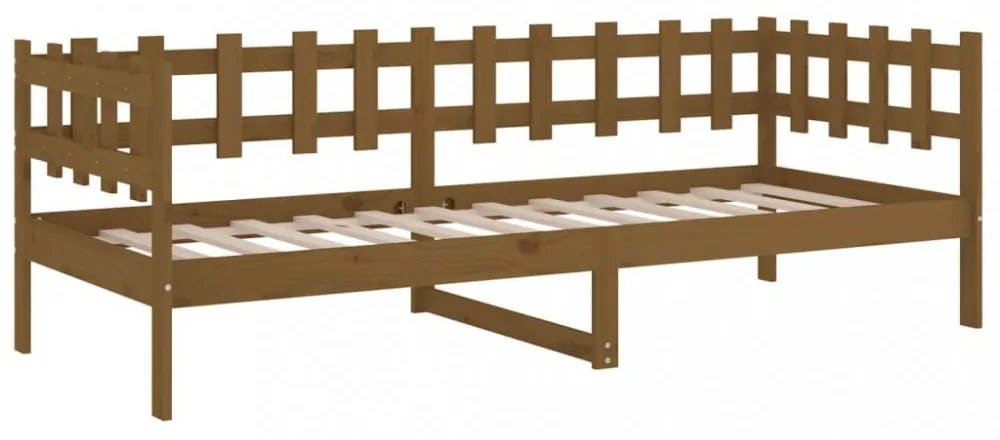mézbarna tömör fenyőfa kanapéágy 90 x 200 cm