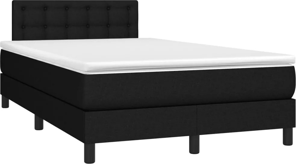vidaXL fekete szövet rugós ágy matraccal 120 x 190 cm