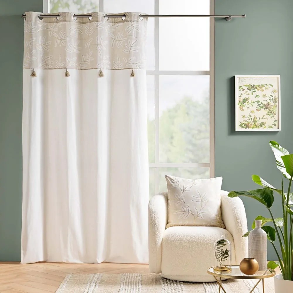 Fehér-bézs pamutkeverék függöny 140x240 cm Altea – douceur d'intérieur