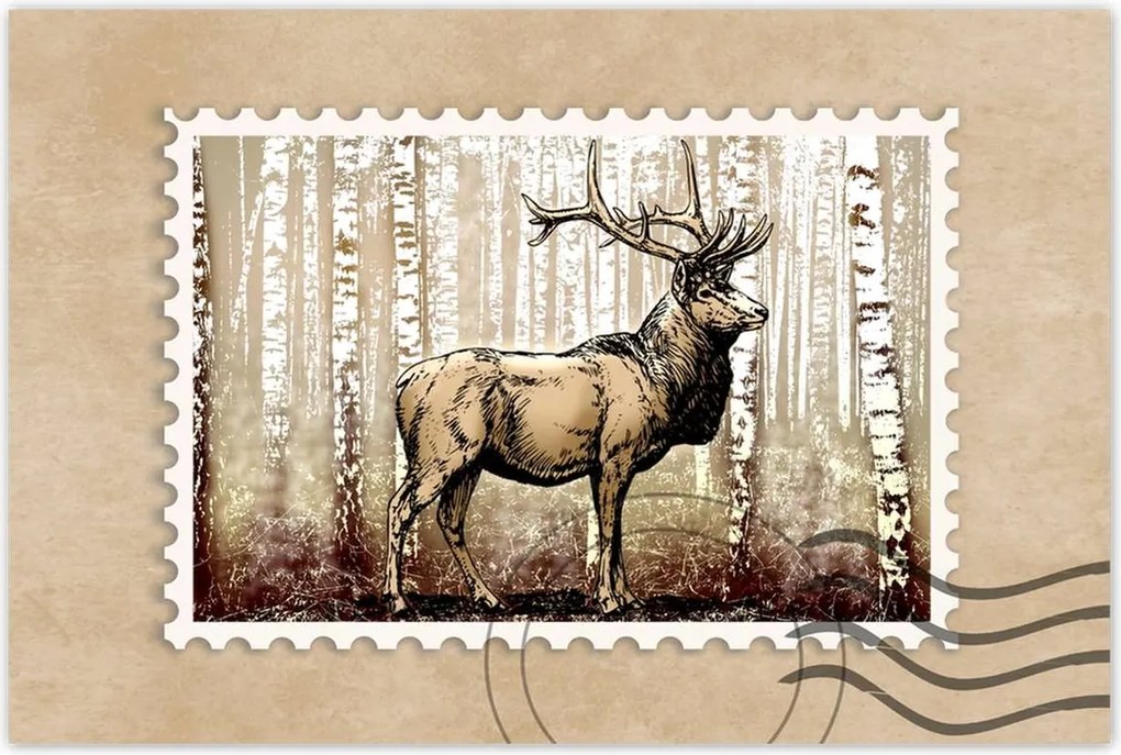 Poszter 60x40 Szarvas a nyírfaerdőben