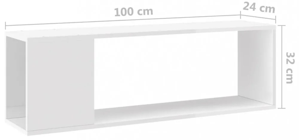 magasfényű fehér szerelt fa TV-szekrény 100 x 24 x 32 cm