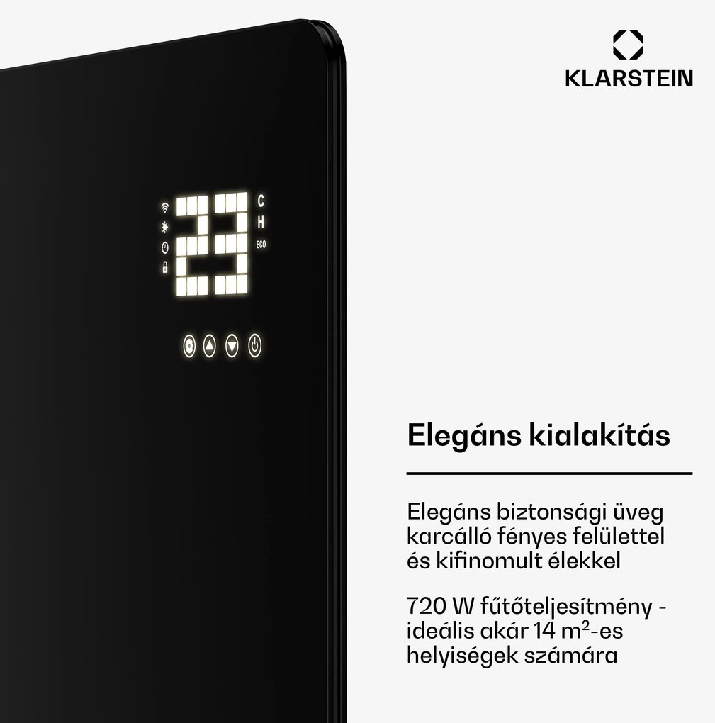 Klarstein Wonderglass infravörös panel | 720 W | 3 - 7 m² | Modern üveg design | 120 cm x 68 cm