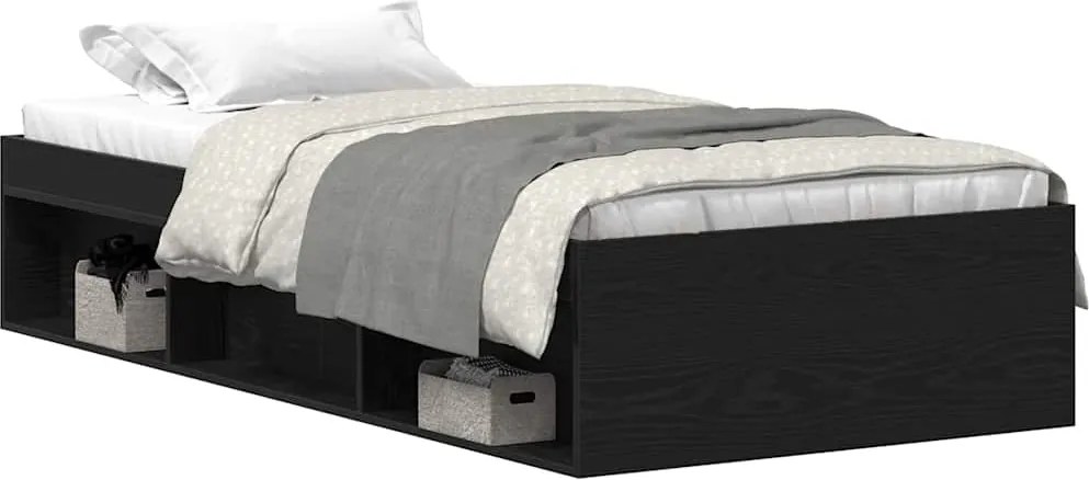 vidaXL fekete tölgy színű szerelt fa ágykeret matrac nélkül 90x200 cm