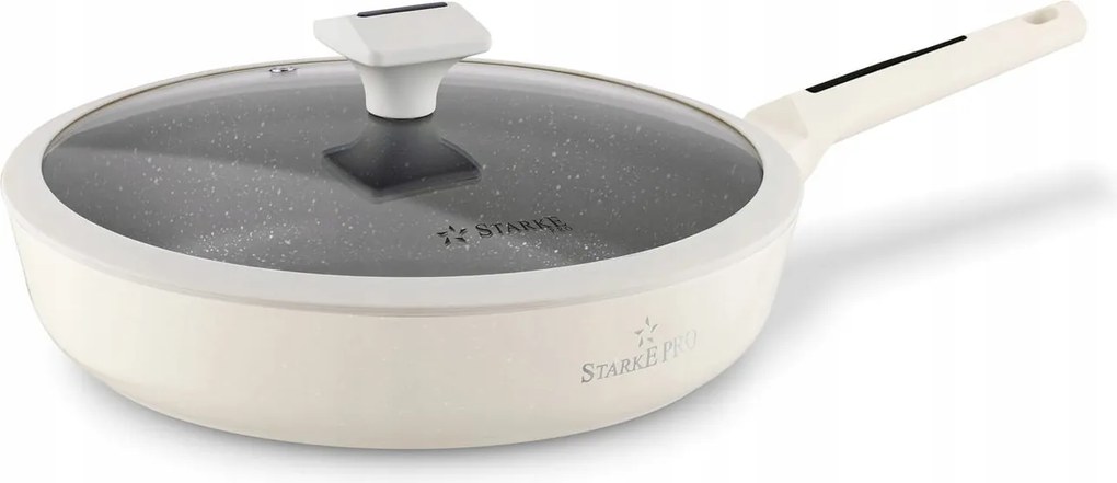 Indukciós serpenyő tapadásmentes bevonattal, krémszínű