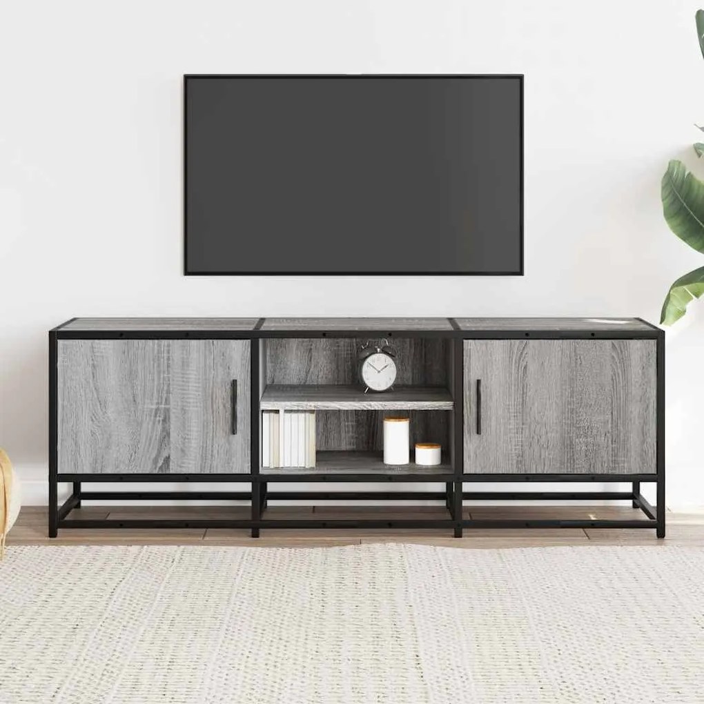 szürke sonoma színű szerelt fa és fém TV-szekrény 120x35x41 cm