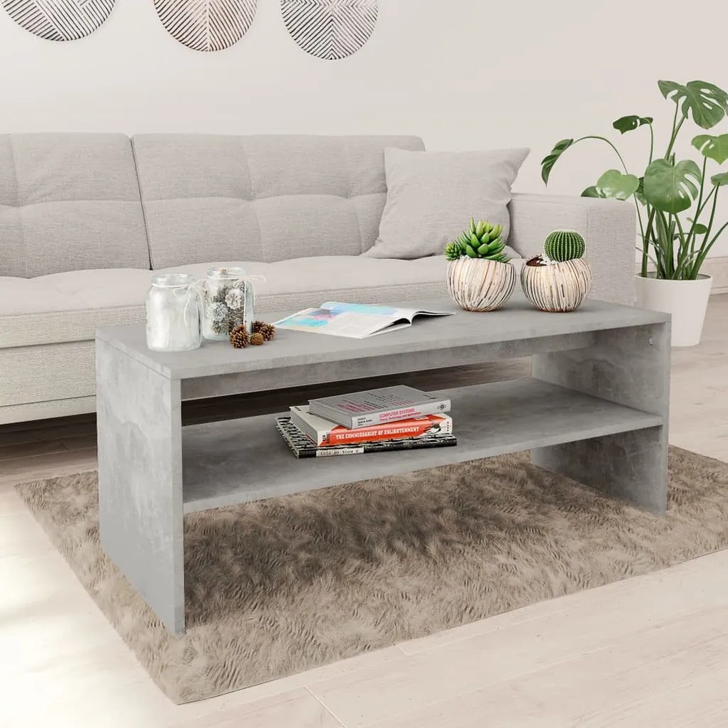 Betonszürke szerelt fa dohányzóasztal 100 x 40 x 40 cm