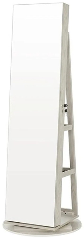 Szabadon álló tükrös ékszerszekrény, zárható, 6 led lámpával, 360°-ban elforgatható