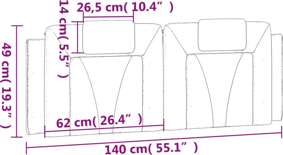 fehér műbőr fejtámla párna Viana 140 cm