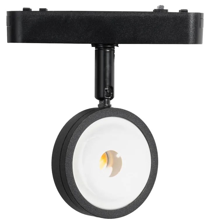 Modern fekete spotlámpa 1 fázisú sínrendszerhez, LED-es, elforgatható és dönthető - Magnetic Lance