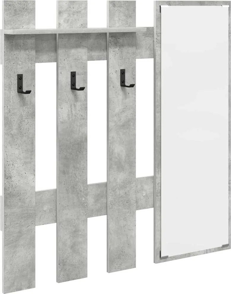 vidaXL Fali Kabáthorog tükörrel Beton Szürke 100 x 10 x 100 cm Faanyag