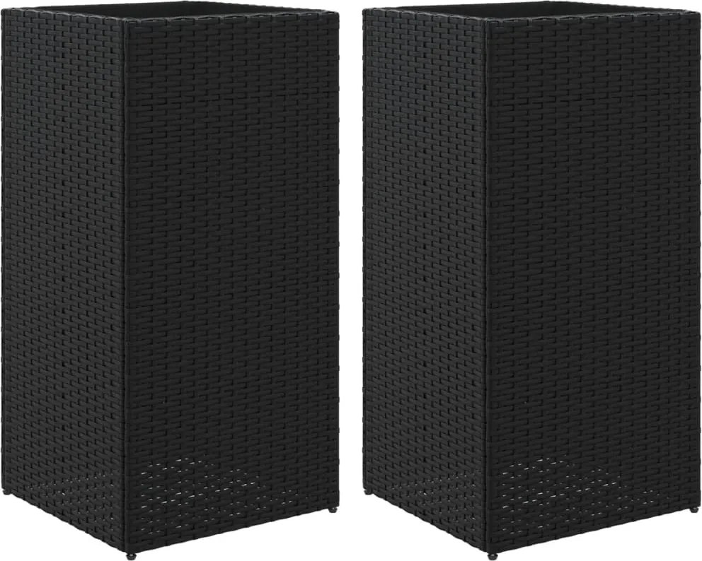 vidaXL 2 db fekete polyrattan kerti ültetőláda 40x40x80 cm