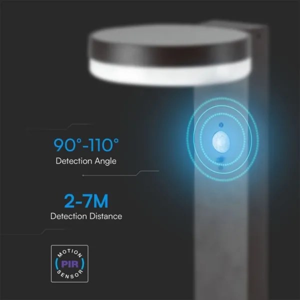 LED Napelemes lámpa érzékelővel LED/2W/3,7V IP54 3000K kerek fekete