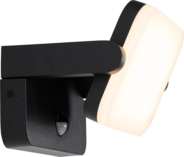 Kültéri fali lámpa fekete, beépített állítható LED-del, mozgásérzékelővel - Kamile