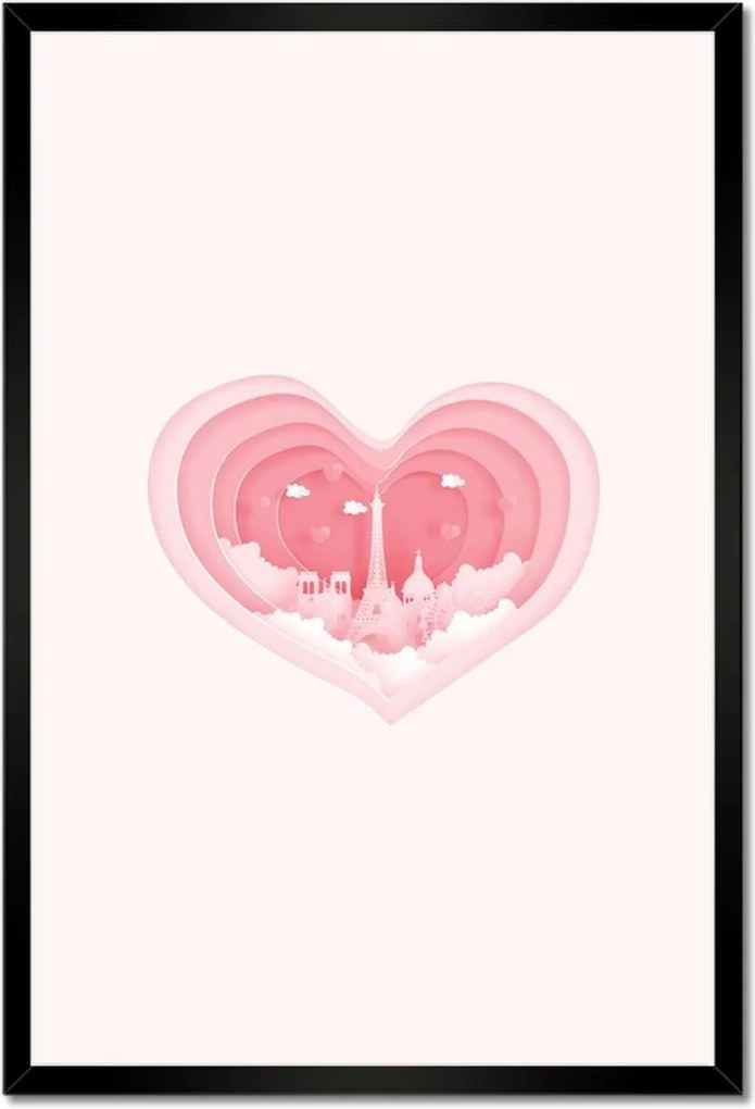 Poszterek keretben 40x60 Szerelmes Párizs Rózsaszín
